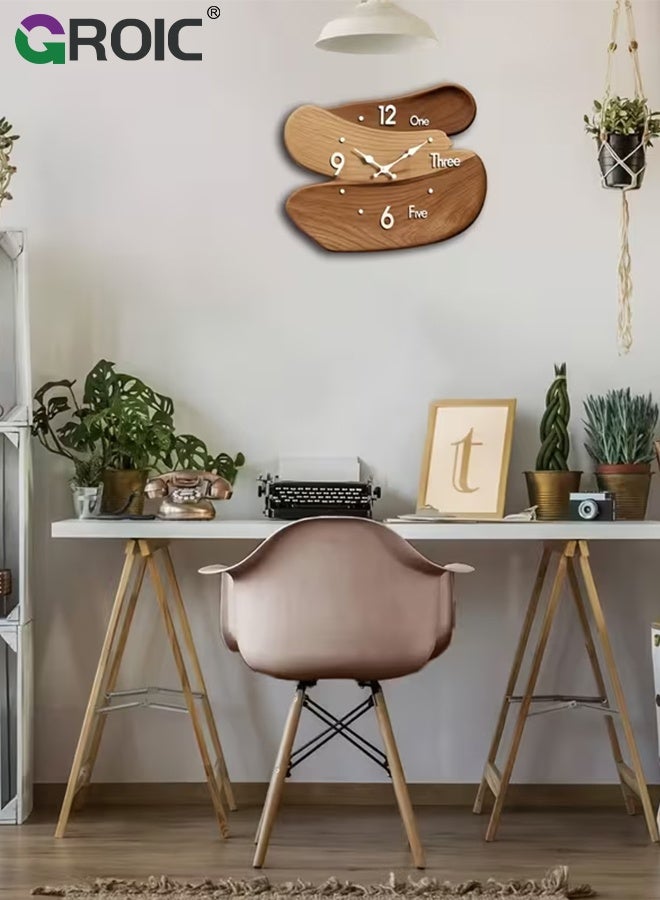 GROIC Wooden Wall Clock, Clock Silent Non Ticking Farmhouse Small Wall Clocks for Living Room Kitchen Bathroom Bedroom Decor, Antique, Vintage, Country Farmhouse Style, 30x25cm Minimalist Silent Quartz Clock - Image 5